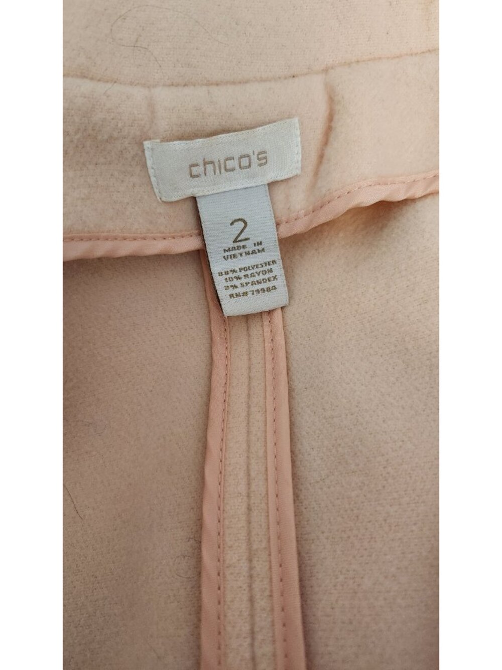 Chicos Solid Pink Button Dressy Peacoat Jacket Coat Womens Size 2 LARGE US 12 - Picture 7 of 7